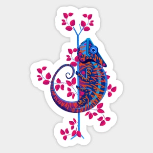 Colorful Chameleon | Blue Orange Pink Color Palette Art Print Sticker